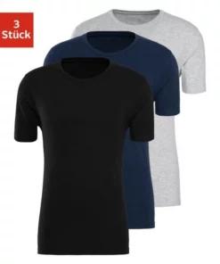 Bench. T-Shirt (3er-Pack) super geeignet zum Drunterziehen, perfekte Passform, aus elastischer Baumwolle Weiß, Schwarz, Schwarz | navy | grau-meliert -Günstiges Bench Geschäft 053d20df daf5 5626 b4dc 611dd7afbdba
