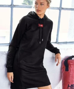 Bench. Sweatkleid mit kleiner Logostickerei Schwarz, Rot