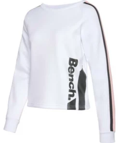 Bench. Sweater kurze Form mit Kontraststreifen Weiß, Schwarz, Rauchrosa -Günstiges Bench Geschäft 14a19ec7 bd89 5c80 8829 fa91b570fbbc