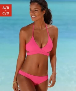 Bench. Triangel-Bikini in Wickeloptik Pink, Gelb, Schwarz