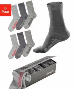 Bench. Socken (Box, 6-Paar) mit verschiedenfarbigen Logos Schwarz, Jeans-meliert, Grau-meliert 11 Bench. Socken (Box, 6-Paar) mit verschiedenfarbigen Logos Schwarz, Jeans-meliert, Grau-meliert -Günstiges Bench Geschäft 16788754