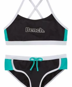 Bench. Bustier-Bikini mit Kontrastdetails Schwarz-mint, Blau-pink
