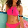 Bench. Bustier-Bikini mit Ziereinsatz vorne Pink, Weiß -Günstiges Bench Geschäft 18558696