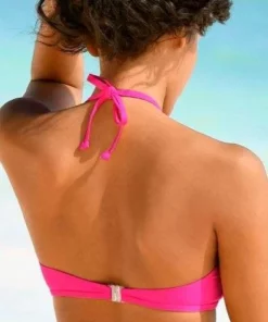 Bench. Bustier-Bikini mit Ziereinsatz vorne Pink, Weiß -Günstiges Bench Geschäft 18558698