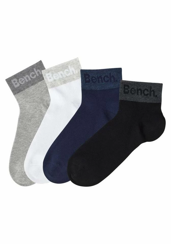 Bench. Kurzsocken (8-Paar) mit eingestricktem Schriftzug am Bündchen 2 x schwarz | 2 x weiß | 2 x hellgrau-meliert | 2 x blau, Schwarz 4 Bench. Kurzsocken (8-Paar) mit eingestricktem Schriftzug am Bündchen 2 x schwarz | 2 x weiß | 2 x hellgrau-meliert | 2 x blau, Schwarz – Bild 2