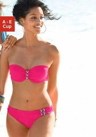 Bench. Bügel-Bandeau-Bikini mit buntem Flechtdetail Weiß, Pink, Schwarz 3 Bench. Bügel-Bandeau-Bikini mit buntem Flechtdetail Weiß, Pink, Schwarz