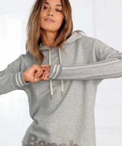 Bench. Kapuzensweatshirt mit gestreiftem Bund und Glanzprint Apricot, Grau-meliert, Mint -Günstiges Bench Geschäft 20547715