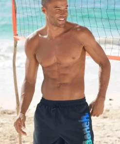 Bench. Badeshorts, mit großem Logo-Aufdruck Schwarz, Weiß, Marine