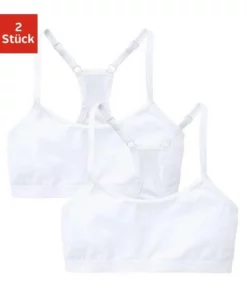 Bench. Bustier (Packung, 2 Stück) Mädchen - mit sportivem Rückenausschnitt und verstellbaren Trägern Weiß | weiß, Schwarz | schwarz, Rosa-gepunktet | blau-gepunktet -Günstiges Bench Geschäft 21325211