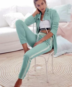 Bench. Relaxhose mit gestreiftem Bund und Glanzprint Grau-meliert, Mint, Apricot -Günstiges Bench Geschäft 22875673