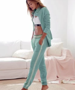 Bench. Relaxhose mit gestreiftem Bund und Glanzprint Grau-meliert, Mint, Apricot -Günstiges Bench Geschäft 22875675