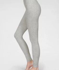 Bench. Leggings mit glänzender Logostickerei Schwarz, Hellgrau-melange