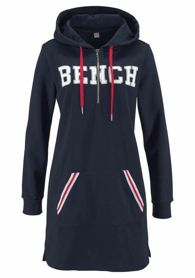 Bench. Sweatkleid mit Kapuze, kurzem Zipper und Kängurutasche Grau-meliert, Marine 4 Bench. Sweatkleid mit Kapuze, kurzem Zipper und Kängurutasche Grau-meliert, Marine – Bild 2