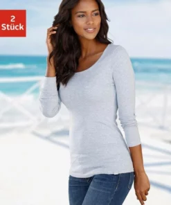 Bench. Langarmshirt (2er-Pack) besonders lang geschnitten und aus weicher Feinripp-Qualität Schwarz | grau-meliert, Schwarz | weiß 11 Bench. Langarmshirt (2er-Pack) besonders lang geschnitten und aus weicher Feinripp-Qualität Schwarz | grau-meliert, Schwarz | weiß -Günstiges Bench Geschäft 25103015