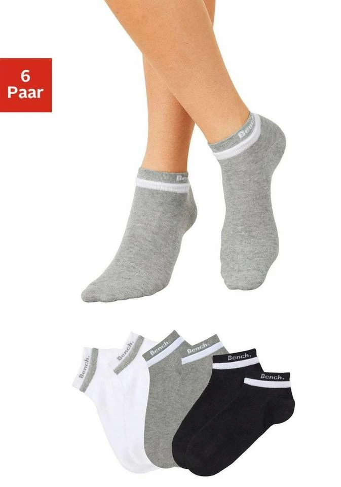 Bench. Kurzsocken (6-Paar) mit doppelten Bündchen Schwarz, Weiß-schwarz-grau 8 Bench. Kurzsocken (6-Paar) mit doppelten Bündchen Schwarz, Weiß-schwarz-grau – Bild 6