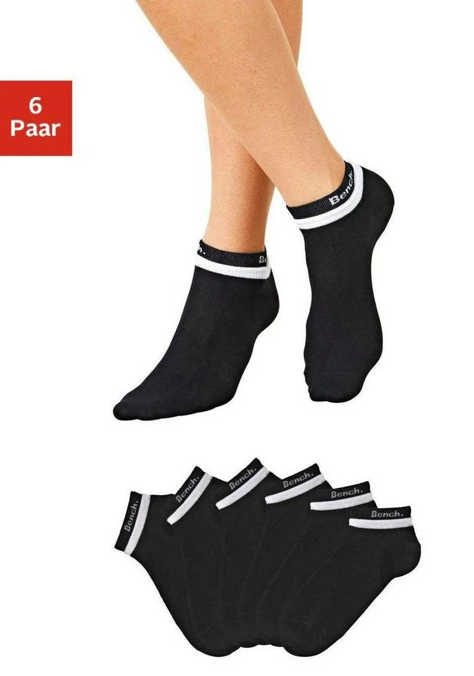 Bench. Kurzsocken (6-Paar) mit doppelten Bündchen Schwarz, Weiß-schwarz-grau 3 Bench. Kurzsocken (6-Paar) mit doppelten Bündchen Schwarz, Weiß-schwarz-grau