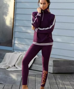 Bench. Leggings mit Logodruck in Metalloptik Schwarz, Aubergine -Günstiges Bench Geschäft 27317433