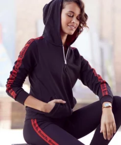 Bench. Kapuzensweatshirt mit Reißverschluss und regulierbaren Saum Ecru, Schwarz, Blau