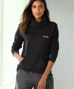 Bench. Sweatshirt mit Stehkragen in Layeroptik Beige-meliert, Mauve-meliert, Jeans-meliert, Schwarz