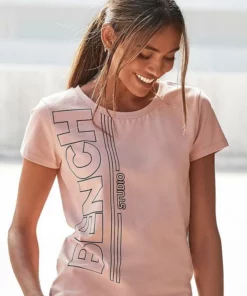 Bench. T-Shirt mit senkrechtem Logodruck Altrosa, Grau, Schwarz -Günstiges Bench Geschäft 2b760c08 20e4 5ed4 921c 9d88d134d25f