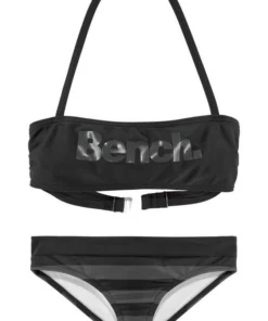 Bench. Bandeau-Bikini mit großem Logoprint Pink-marine, Schwarz-grau
