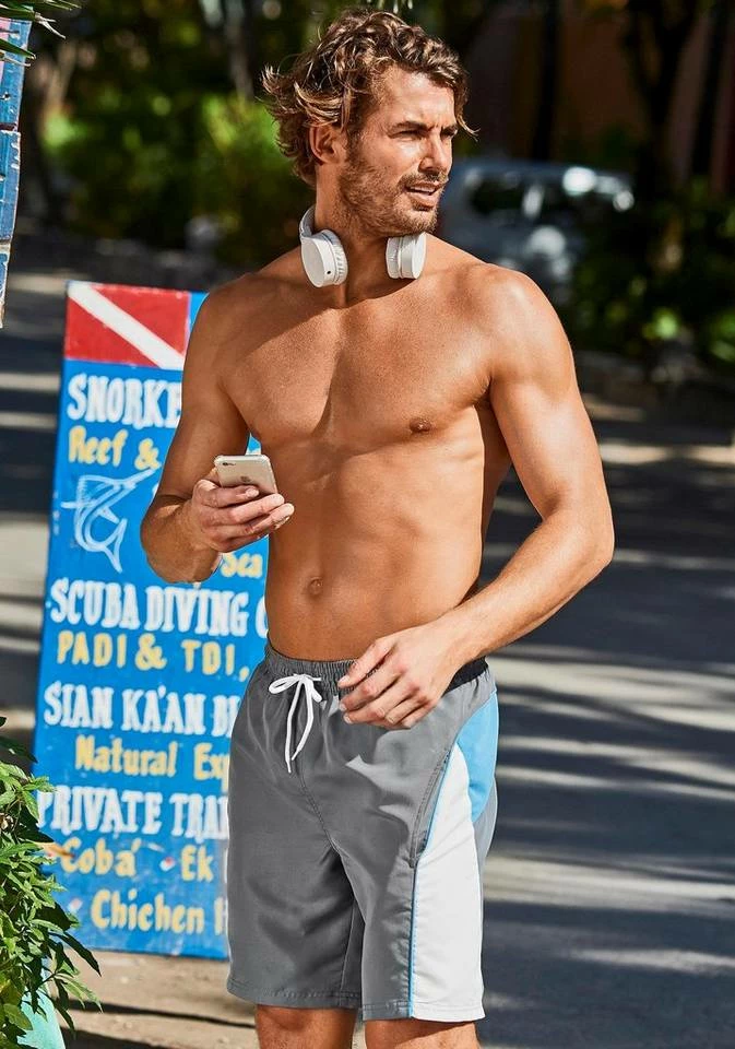 Bench. Badeshorts, mit farbigen Einsätzen Marine, Grau 6 Bench. Badeshorts, mit farbigen Einsätzen Marine, Grau – Bild 5