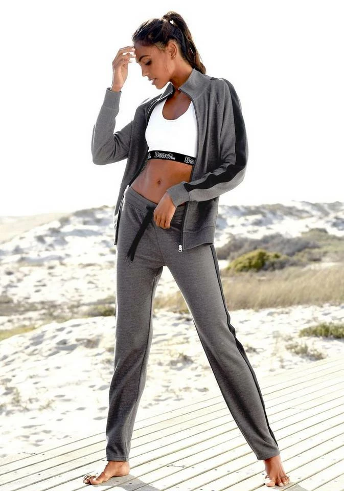 Bench. Sweatjacke mit Seitenstreifen und Stehkragen Anthrazit-meliert-schwarz, Ecru-schwarz, Mint-schwarz, Rosa-schwarz 5 Bench. Sweatjacke mit Seitenstreifen und Stehkragen Anthrazit-meliert-schwarz, Ecru-schwarz, Mint-schwarz, Rosa-schwarz – Bild 3