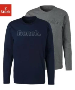 Bench. Langarmshirt (Packung, 2er-Pack) mit Bench. Print vorn Navy | grau-meliert, Petrol | schwarz -Günstiges Bench Geschäft 34231359
