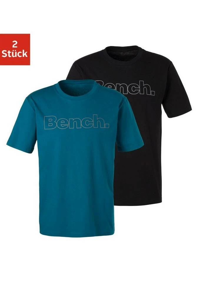 Bench. T-Shirt »Homewear« (2er-Pack) mit Bench. Print vorn Weiß | weiß, Petrol | schwarz, Grau-meliert | navy, Schwarz | schwarz 10 Bench. T-Shirt »Homewear« (2er-Pack) mit Bench. Print vorn Weiß | weiß, Petrol | schwarz, Grau-meliert | navy, Schwarz | schwarz – Bild 8