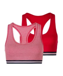 Bench. Bustier (2-tlg) mit Racerback und kleinem Logodruck hinten Marine-gestreift | marine-uni, Rot-gestreift | rot-uni