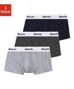 Bench. Boxer (3 Stück) Anthrazit + grau-meliert + navy, Türkis + petrol + navy, Blau + rot + grau-meliert