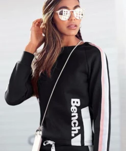 Bench. Sweater kurze Form mit Kontraststreifen Weiß, Schwarz, Rauchrosa -Günstiges Bench Geschäft 41f916bb 6de7 5197 95be d55da7893235