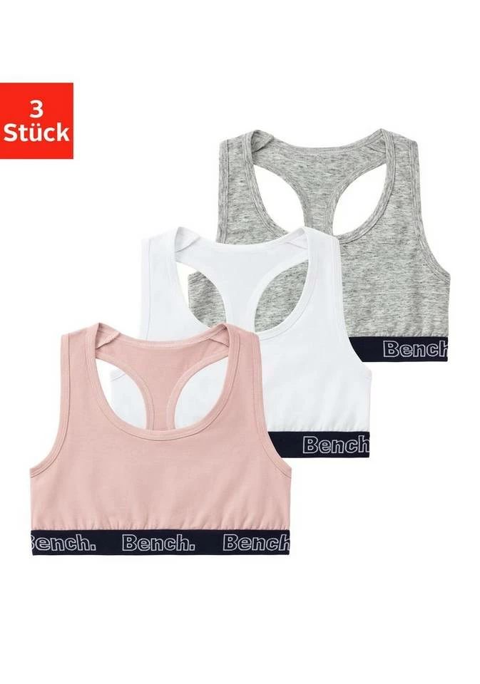 Bench. Bustier (3 Stück) mit Ringerrücken Rose | weiß | grau-meliert, Schwarz | weiß | grau-meliert 2 Bench. Bustier (3 Stück) mit Ringerrücken Rose | weiß | grau-meliert, Schwarz | weiß | grau-meliert