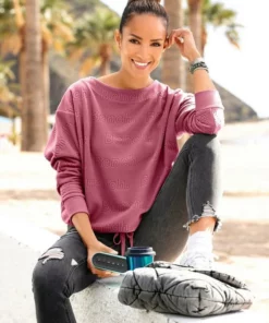 Bench. Fleecepullover mit geprägten Logoprints Beige, Himbeere -Günstiges Bench Geschäft 535d6278 747a 5659 a82c 660ce6928f53