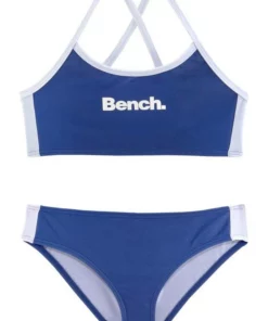 Bench. Bustier-Bikini mit gekreuzten Trägern Blau-weiß, Türkis-schwarz, Pink-schwarz, Schwarz-weiß