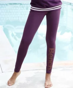 Bench. Leggings mit Logodruck in Metalloptik Schwarz, Aubergine