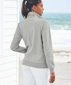 Bench. Sweatjacke mit glänzender Logostickerei am Stehkragen Schwarz, Ecru, Hellgrau-melange -Günstiges Bench Geschäft 70b1958a a32d 5c66 adde e40e374d71fe