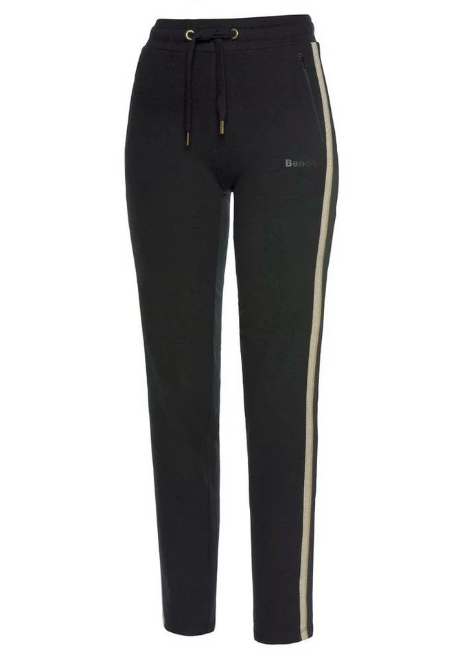 Bench. Relaxhose mit Glitzer Seitenstreifen Rosé, Beige-melange, Schwarz 6 Bench. Relaxhose mit Glitzer Seitenstreifen Rosé, Beige-melange, Schwarz – Bild 4