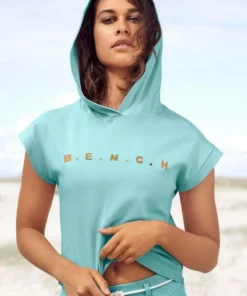 Bench. Kurzarmshirt mit Kapuze Schwarz, Ecru, Türkis -Günstiges Bench Geschäft 7bb64b19 7750 5891 9583 0edcf4e1282a