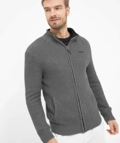 Bench. Funktionsjacke »Lido« Eleganter Rippstrick, Stickerei Navy, Charcoal Marl -Günstiges Bench Geschäft 862e21d5 24b1 54e0 b165 cbce71130418