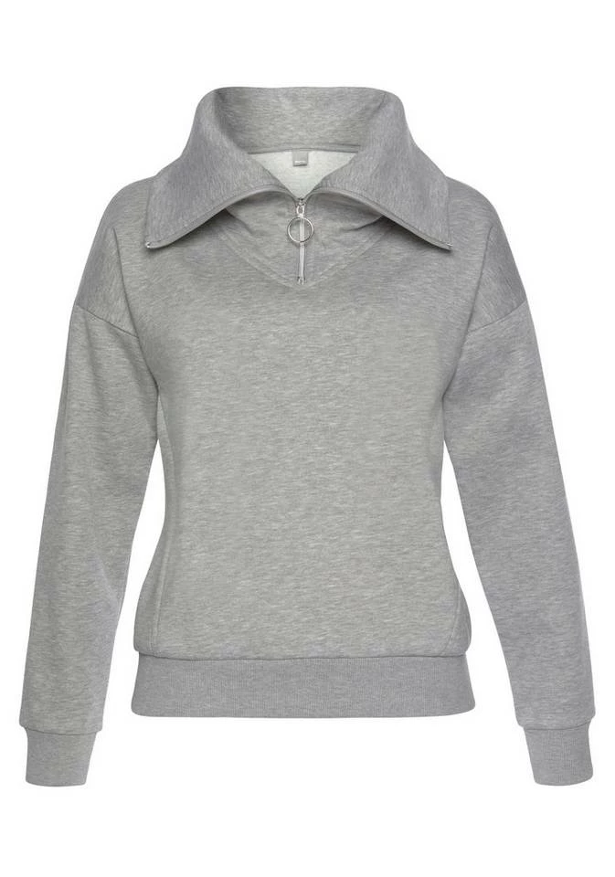 Bench. Sweater mit Stehkragen und Logodruck Schwarz, Altrosa, Grau 4 Bench. Sweater mit Stehkragen und Logodruck Schwarz, Altrosa, Grau – Bild 2