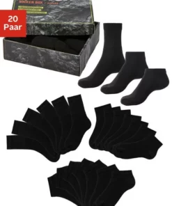 Bench. Sportsocken (Box, 20-Paar) 3 Längen in einer Box 6 x schwarz | 7 x weiß | 7 x grau-meliert, 20 x schwarz