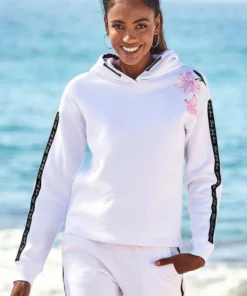 Bench. Hoodie mit bedrucktem Tape und Blumenprint Weiß, Schwarz, Rauchrosa -Günstiges Bench Geschäft a863eeb3 160a 5d89 8fd9 53f2a0c7b92b