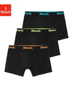 Bench. Boxer (3 Stück) mit Logo-Webbund Schwarz | grau-meliert | blau, Schwarz, Marine