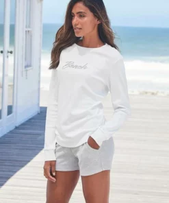 Bench. Sweatshirt mit glänzender Logostickerei Ecru, Hellgrau-meliert, Schwarz -Günstiges Bench Geschäft b1220ed1 00fe 57c7 bea0 47d9b9501352