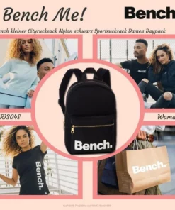Bench. Cityrucksack »D2ORI304S Bench schwarzer Rucksack Nylon« (Freizeitrucksack), Damen, Jugend Freizeitrucksack, Cityrucksack Nylon, schwarz, Größe ca. 35cm -Günstiges Bench Geschäft b5244529 cd0d 580b abb8 56231f41a661