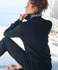 Bench. Sweatjacke mit glänzender Logostickerei am Stehkragen Schwarz, Ecru, Hellgrau-melange -Günstiges Bench Geschäft d9fc653e 5176 5080 8524 84cee05bb227