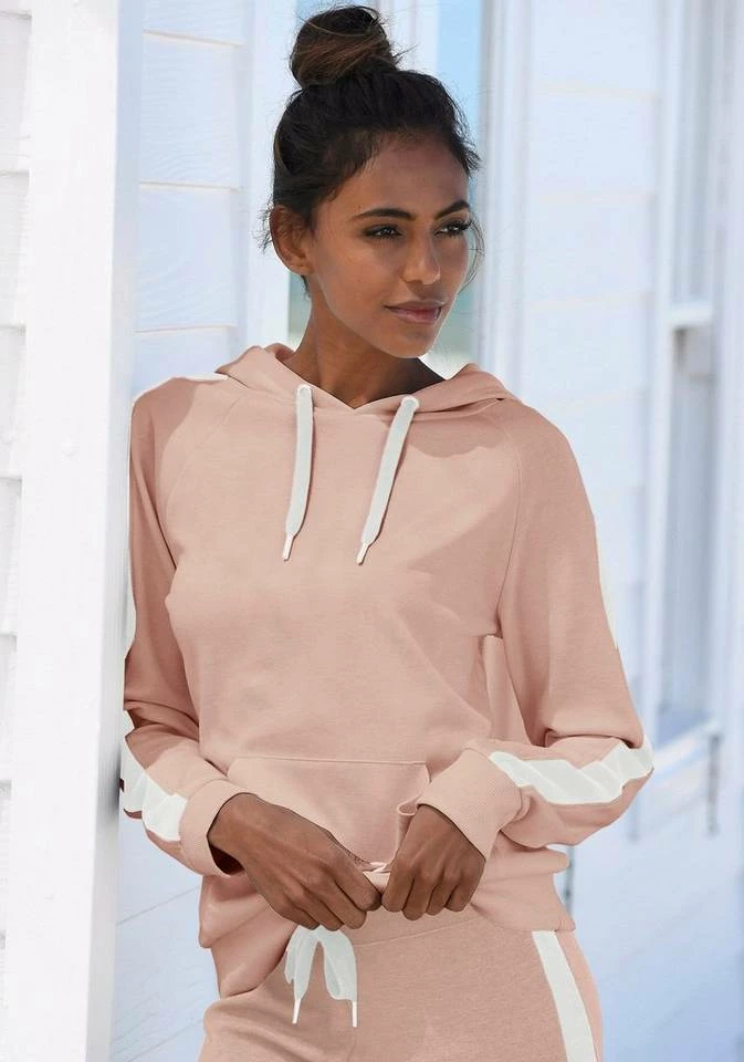 Bench. Kapuzensweatshirt mit Seitenstreifen und Kängurutasche Schwarz-weiß, Nude-weiß, Stone-weiß 3 Bench. Kapuzensweatshirt mit Seitenstreifen und Kängurutasche Schwarz-weiß, Nude-weiß, Stone-weiß