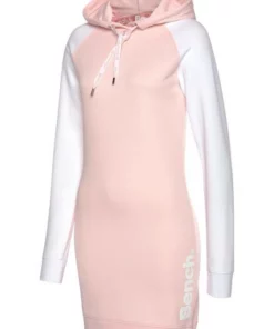 Bench. Sweatkleid mit Kapuze und farblich abgesetzten Ärmeln Dunkelgrün-grau, Weiß-rosa, Anthrazit-schwarz -Günstiges Bench Geschäft fba62027 852e 5501 9397 a36402b03a2f